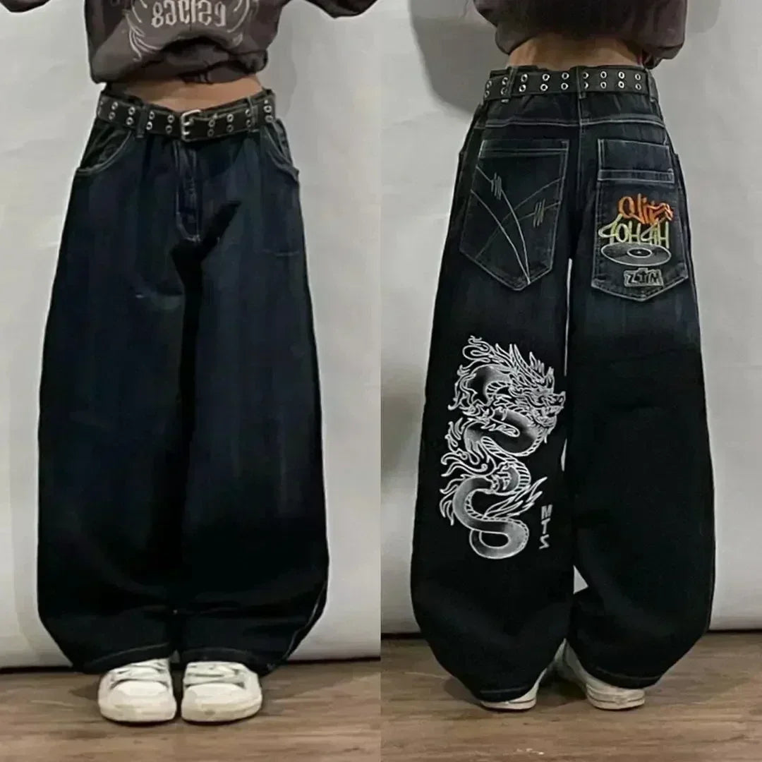 Loose Print Y2K Jeans (10+)