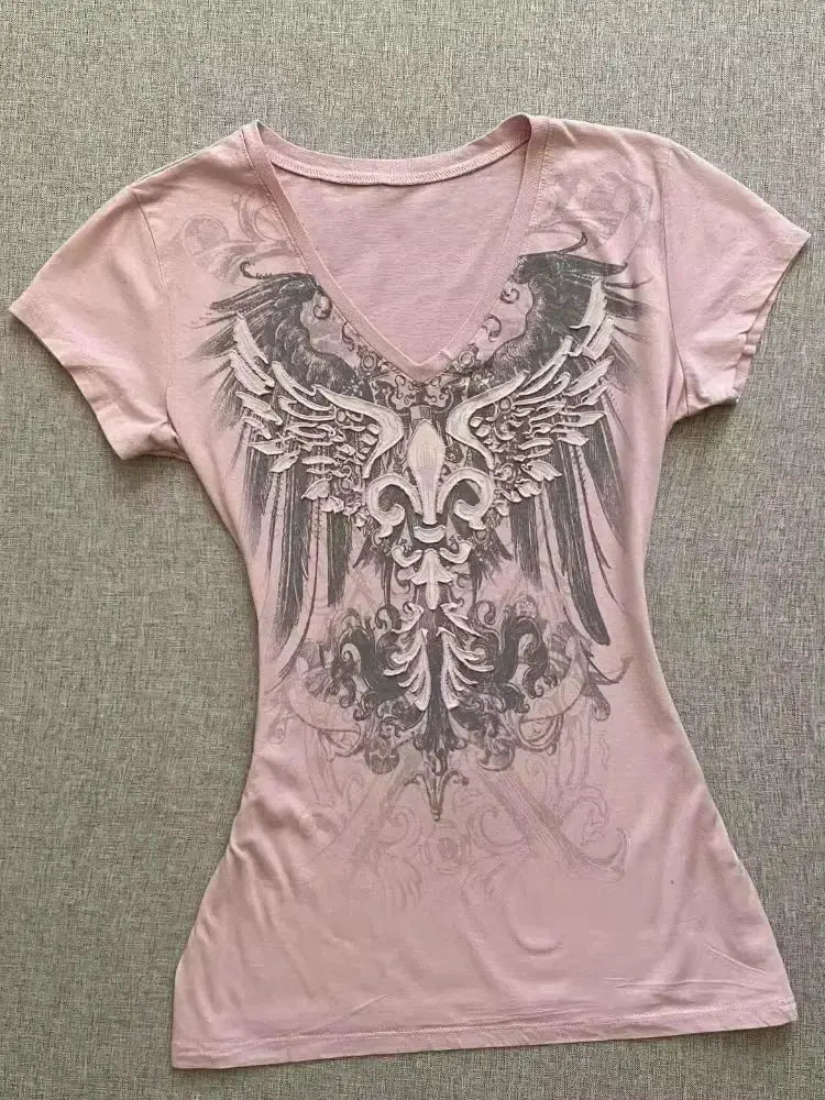 T-Shirt Women Y2K Streetwear Hot Girl Slim Fit - DRACO COUTURE