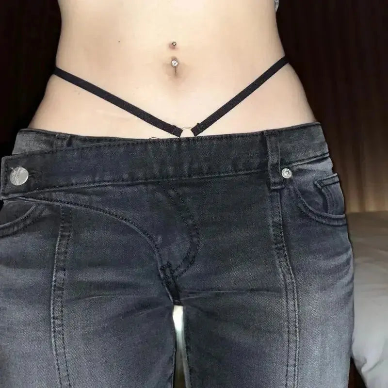 Vintage Distressed Low Waist Jeans Grunge - DRACO COUTURE