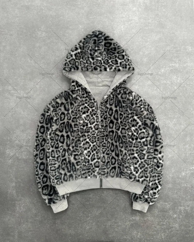 Leopard Print Two-sided Hoodie