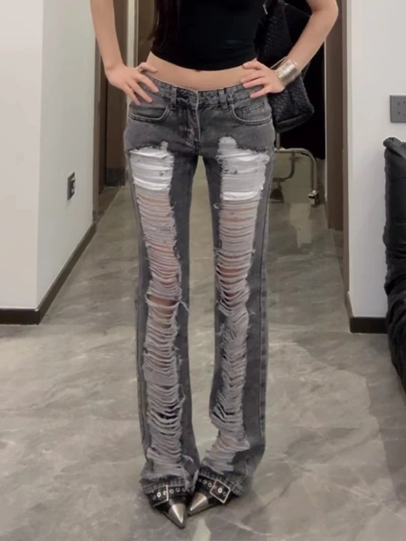 Ripped Jeans Damskie Y2K