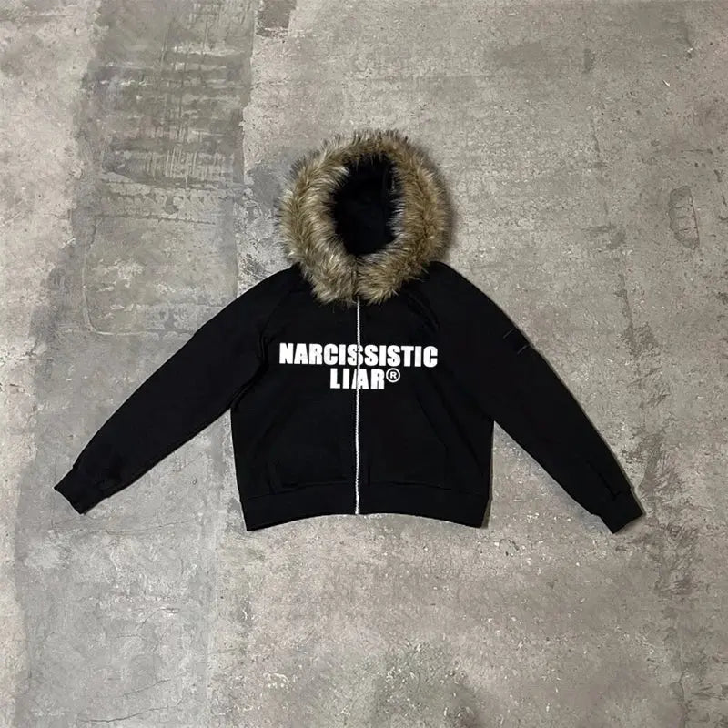 NARCISSISTIC LIAR Y2K Zip up Hoodie - DRACO COUTURE