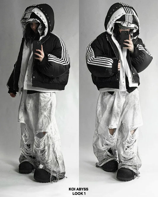 Y2K gestreifte Winterjacke