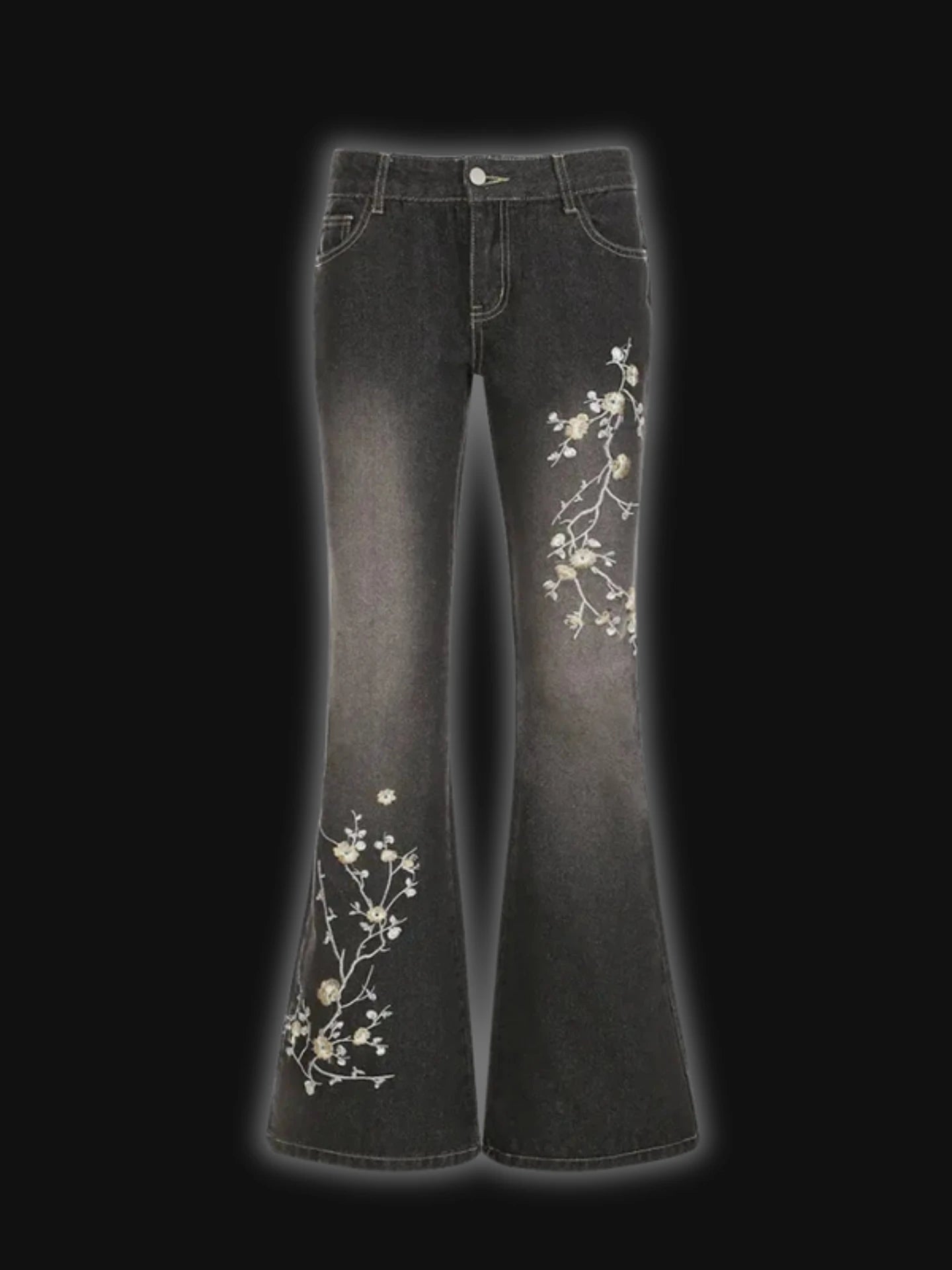 Weekeep Floral Embroidery Jeans Vintage 2000s - DRACO COUTURE