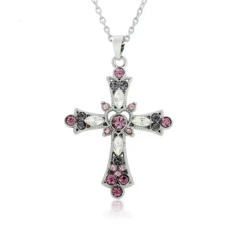 Gothic Big Zircon Cross Necklace Unisex Y2K Irregular Goth Large Cross Pendant Necklaces  for Men Women Couple Necklace Jewelry - DRACO COUTURE