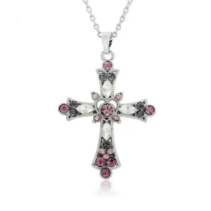 Gothic Big Zircon Cross Necklace Unisex Y2K Irregular Goth Large Cross Pendant Necklaces  for Men Women Couple Necklace Jewelry - DRACO COUTURE