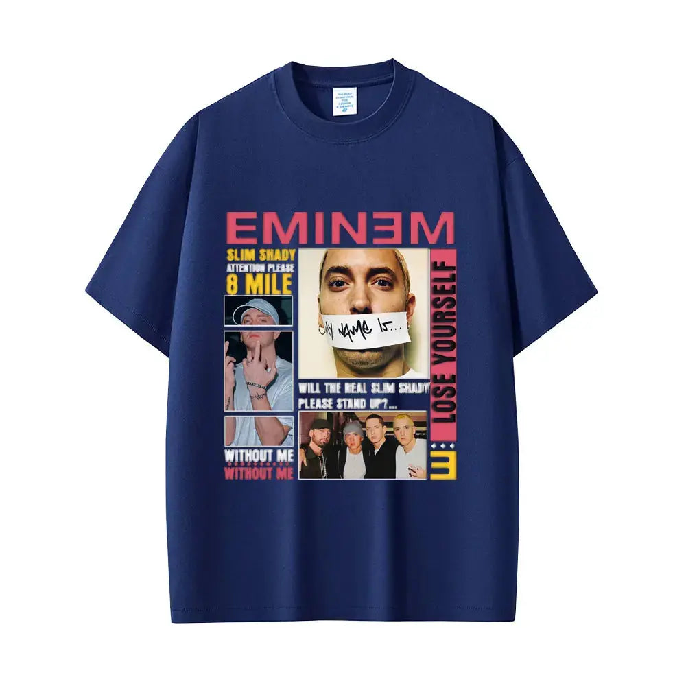 Rapper Eminem Slim Shady Pop Music T-shirt Men's Clothing Vintage Streetwear Men Women Hip Hop Fashion Short Sleeve Tops T Shirt - DRACO COUTURE