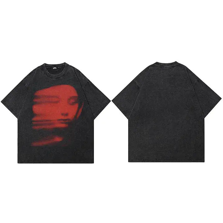 T-Shirt Red Face Y2K - DRACO COUTURE