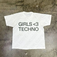GIRLS <3 TECHNO T-shirt Y2K - DRACO COUTURE