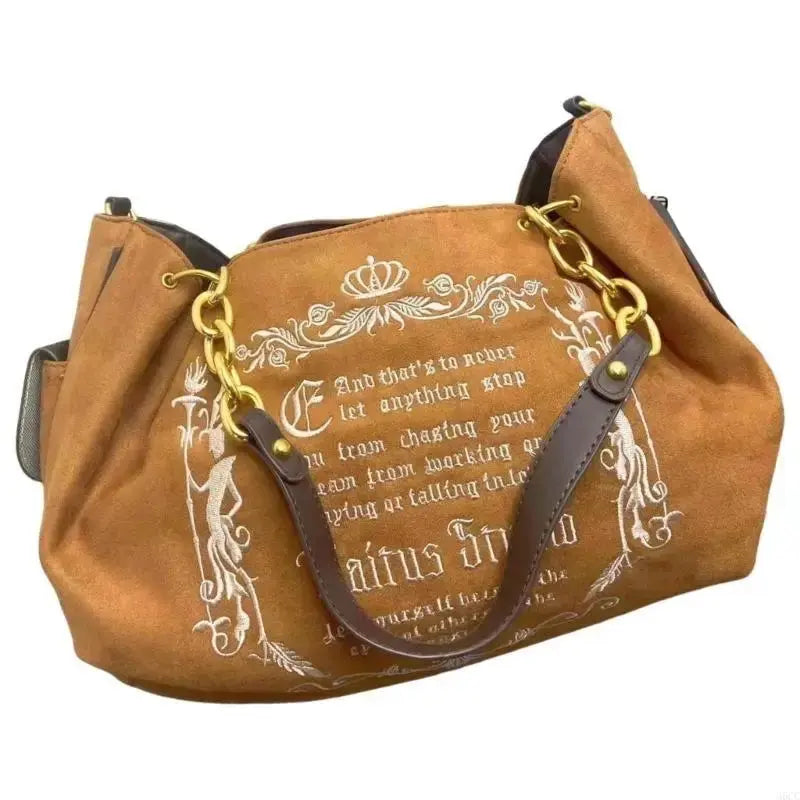 M6CC Unique Pumpkin Canvas Letter Large Shoulder Bag for Women with Chain Strap - DRACO COUTURE