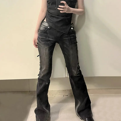 Vintage Distressed Low Waist Jeans Grunge
