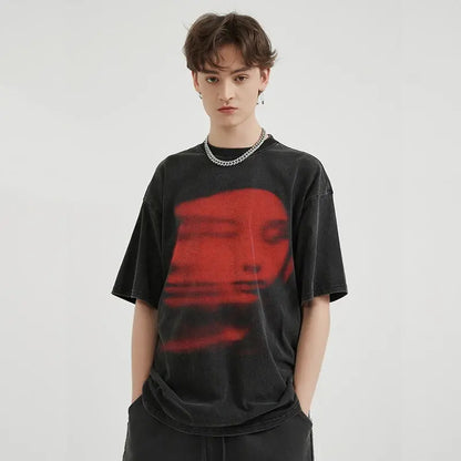 T-Shirt Red Face Y2K - DRACO COUTURE