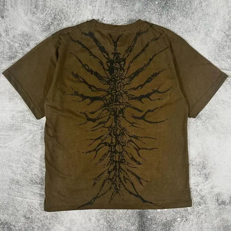 Gothic Skeleton Print T shirt Loose - DRACO COUTURE