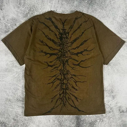 Gothic Skeleton Print T shirt Loose - DRACO COUTURE