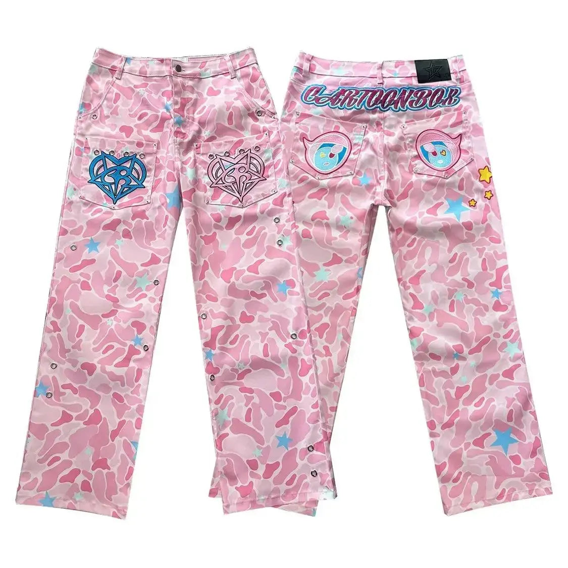 Street Pink Embroidered Jeans - DRACO COUTURE