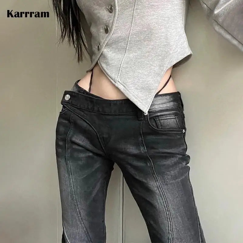 Vintage Distressed Low Waist Jeans Grunge