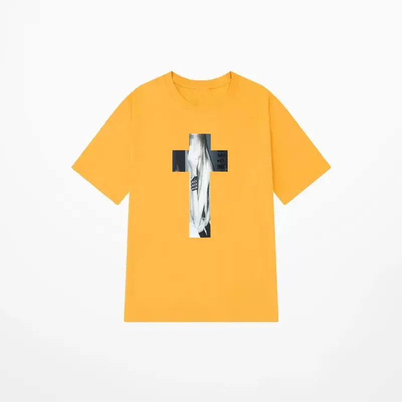 Cross Hip Hop Harajuku Graphic Print Pure cotton Tee Chic Streetwear Punk Short Sleeve T-shirt Vintage Gothic Y2K Cotton T-shirt - DRACO COUTURE