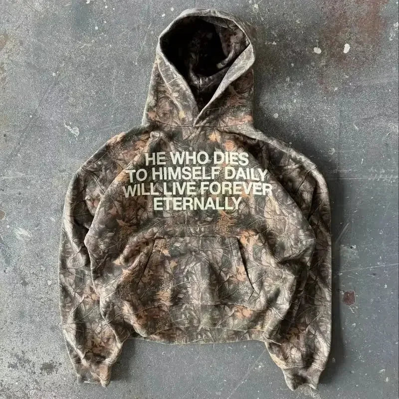 Camouflage Text Hoodie