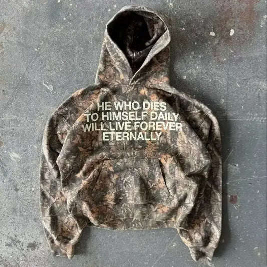 Camouflage Text Hoodie