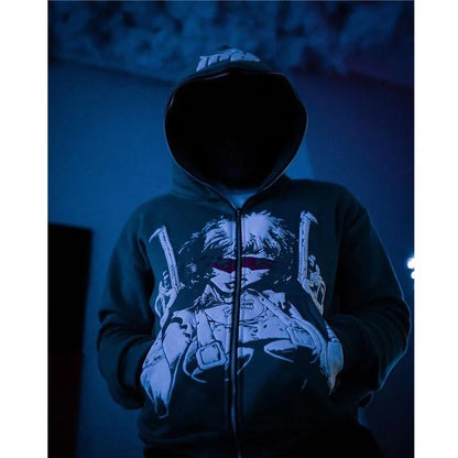 Cartoon Zip Up Hoodies 
Y2K