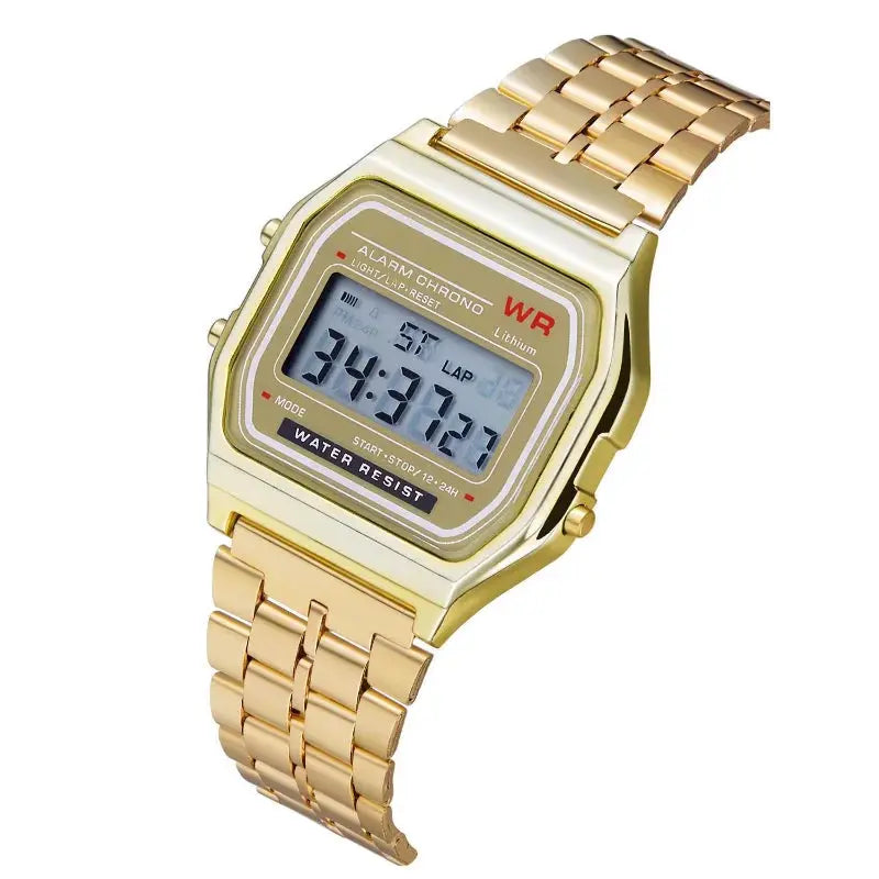 F91W Non-Waterproof Steel Band Watch For Women, Men, Business Clock, Multi-Functional LED Digital Sports Watch, Electronic Clock - DRACO COUTURE