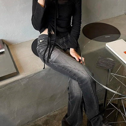 Vintage Distressed Low Waist Jeans Grunge