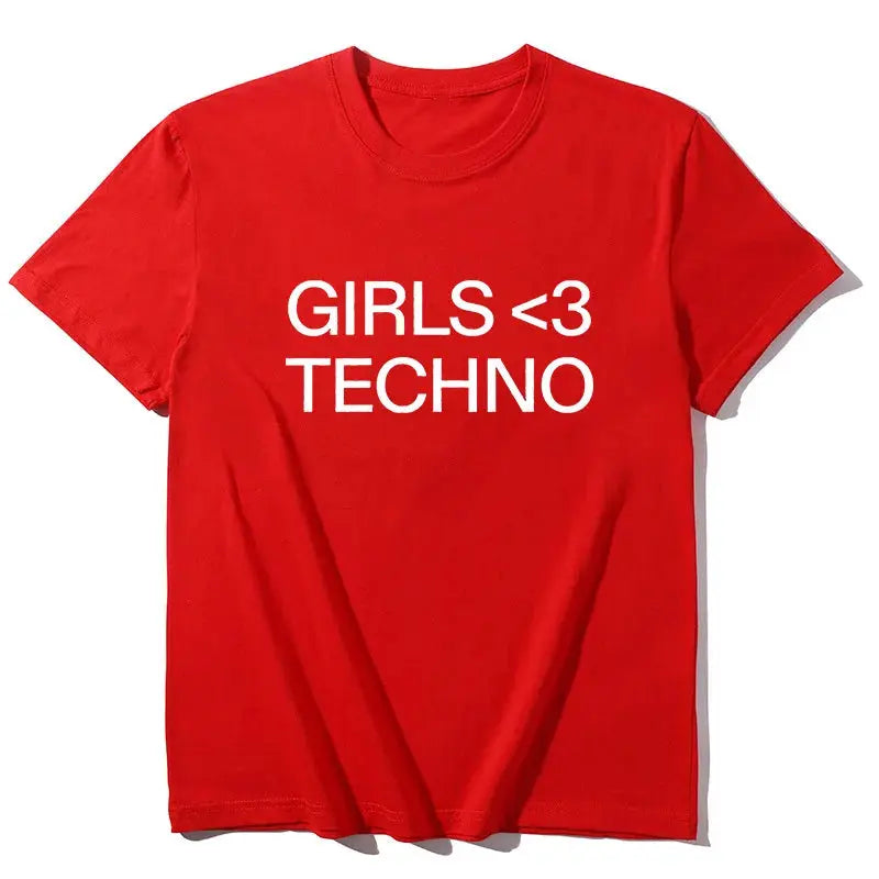 GIRLS <3 TECHNO T-shirt Y2K - DRACO COUTURE