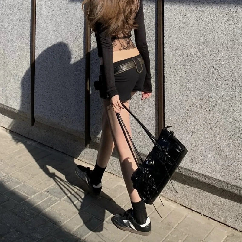 American High Street Y2k Babes Mini Shorts Vintage Wasteland Style Cargo Denim Pants Women Retro Low Rise Hot Pants Summer 2025 DRACO COUTURE