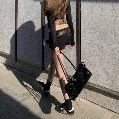 American High Street Y2k Babes Mini Shorts Vintage Wasteland Style Cargo Denim Pants Women Retro Low Rise Hot Pants Summer 2025 DRACO COUTURE