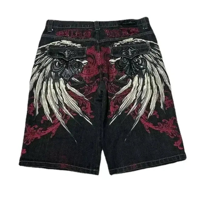 American Street Masonry Design Denim Shorts - DRACO COUTURE