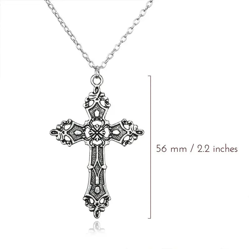 Gothic Big Zircon Cross Necklace Unisex Y2K Irregular Goth Large Cross Pendant Necklaces  for Men Women Couple Necklace Jewelry - DRACO COUTURE