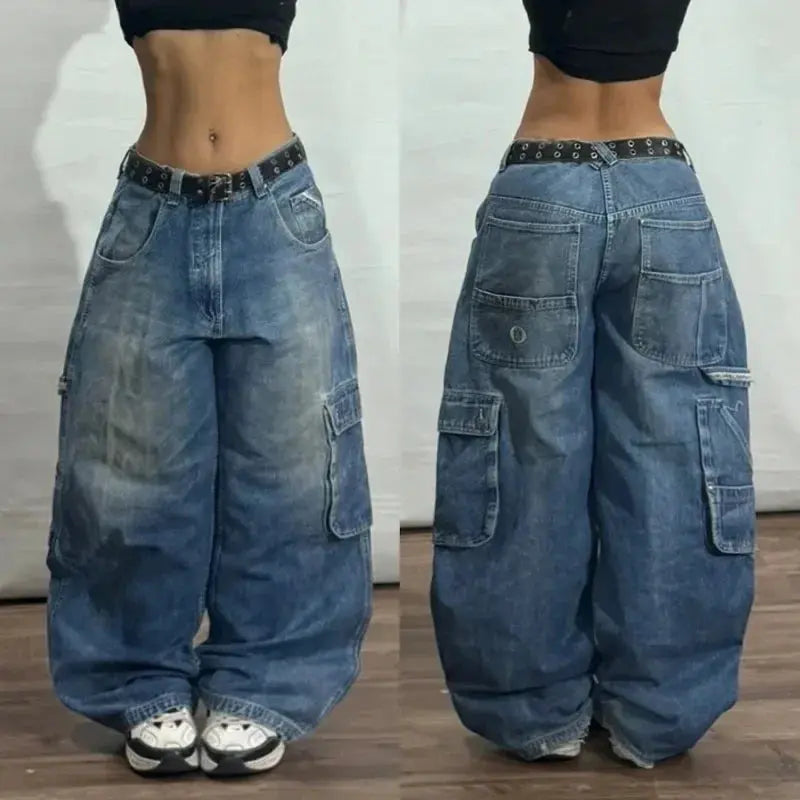 Big Washed Black Grey Jeans Loose - DRACO COUTURE