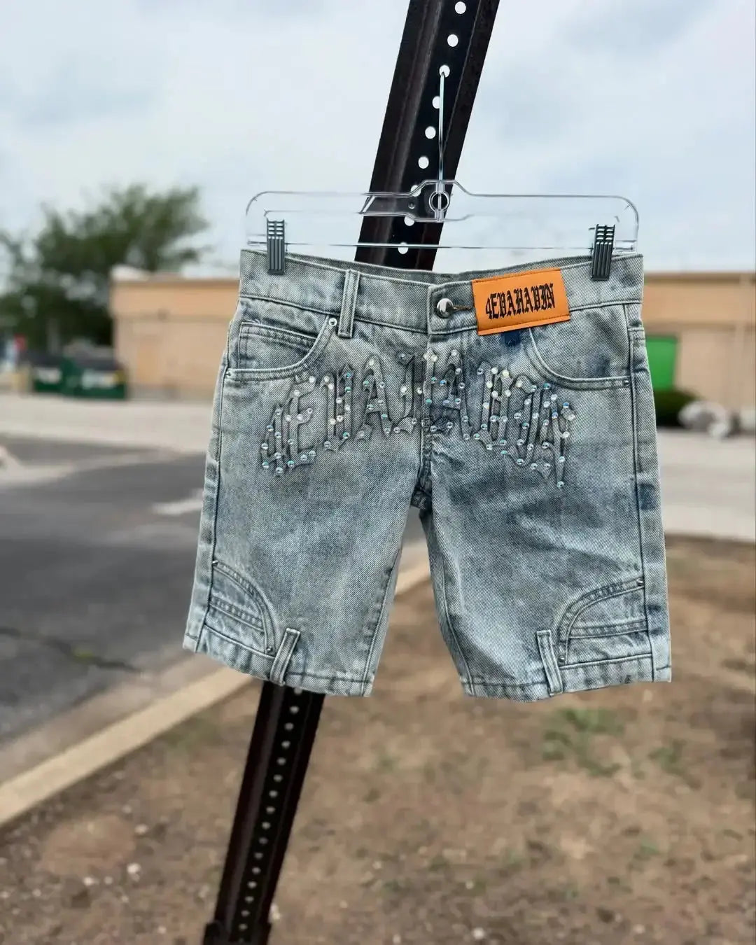American Street Masonry Design Denim Shorts - DRACO COUTURE