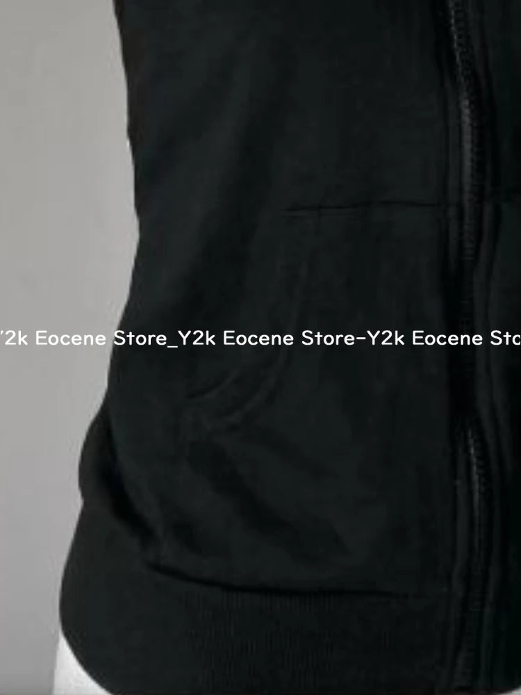 Y2K Subculture Skull Print Zip Cardigan Short Sleeve Women Japan Slim Fit Striped Hoodie Casual Tops Fashion Streetwear Clothes DRACO COUTURE