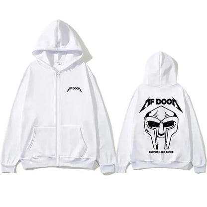 Rapper Mf Doom Doomsday Rhymes Like Dimes Zipper Hoodie Men Women Hip Hop Oversized Zip Up Sweatshirt Rock Gothic Zip Up Jacket - DRACO COUTURE