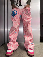 Street Pink Embroidered Jeans - DRACO COUTURE