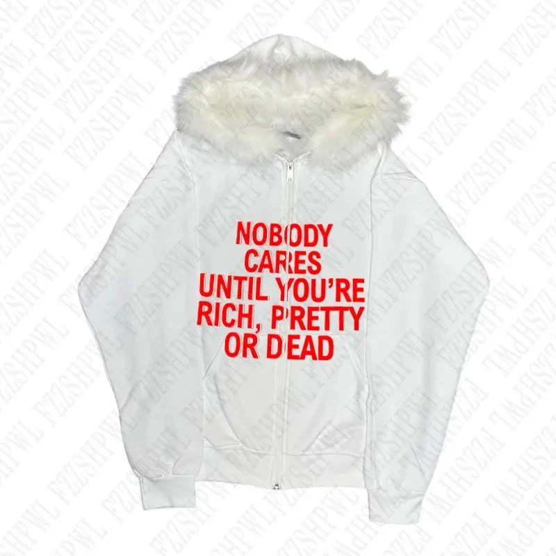 NOBODY CARES ZIP HOODIE - DRACO COUTURE