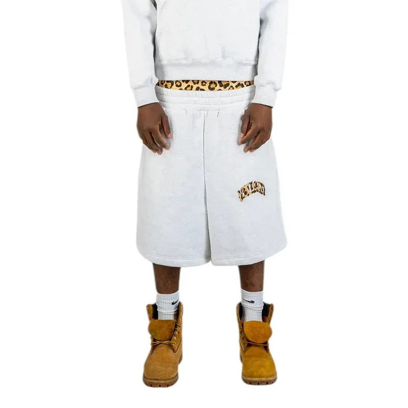 3-teiliges Sportbekleidungsset Y2K für Damen und Herren im Retro-Stil mit Leopardenmuster und Patchwork-Design, amerikanische Streetwear, Unisex, lässig-kastenförmig, Paar-Bekleidung