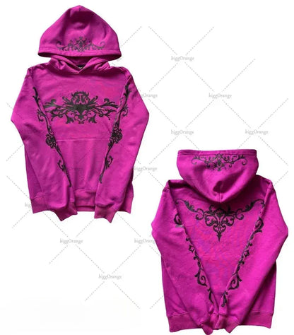New Goth Harajuku Y2K Streetwear Vintage Clothing High Street Retro Letter Hoodie Men Hip Hop Casual Oversized Sweatshirt Women - DRACO COUTURE