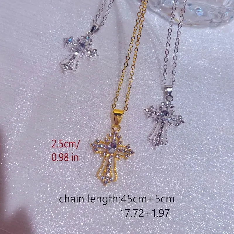 Gothic Big Zircon Cross Necklace Unisex Y2K Irregular Goth Large Cross Pendant Necklaces  for Men Women Couple Necklace Jewelry - DRACO COUTURE