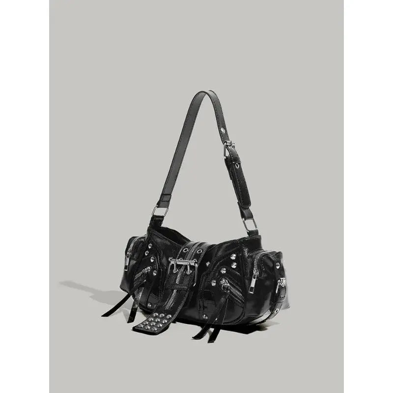 Y2k Black Motorcycle Shoulder Bag - DRACO COUTURE