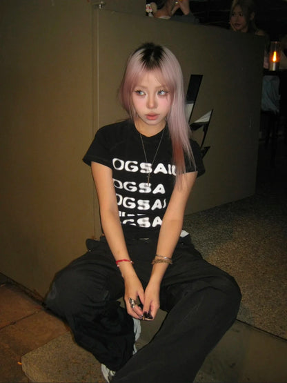 Grunge Top Slim Short Sleeve Y2k