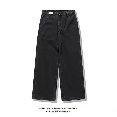 American Street Trend Letter Embroidered Loose Jeans Men Harajuku Y2K New Hip Hop Oversized Wide-leg Pants Unisex Mopping Jeans DRACO COUTURE