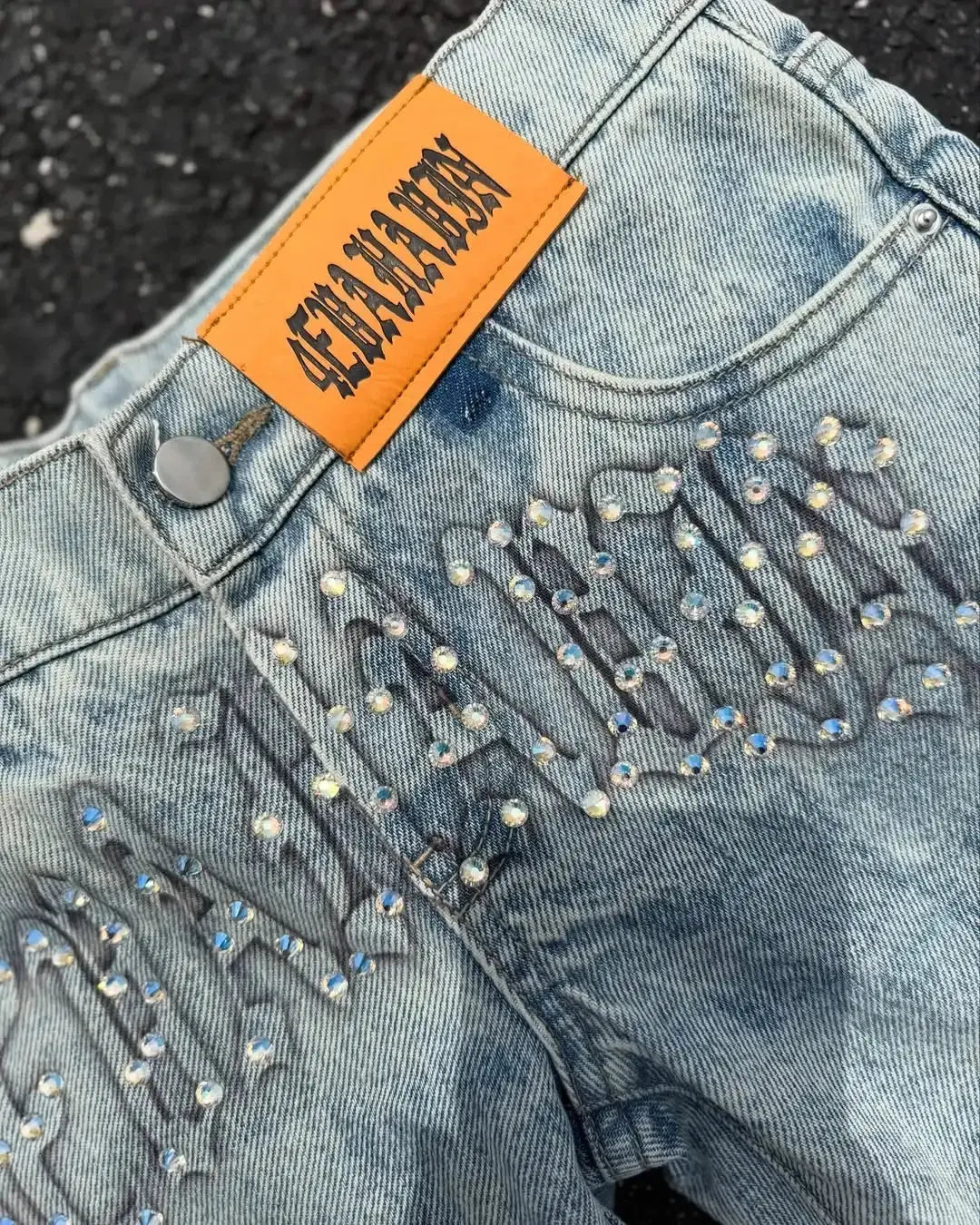 American Street Masonry Design Denim Shorts - DRACO COUTURE