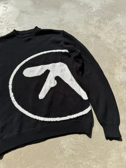 Aphex Twin Knit Sweater – Y2K Graphic Oversize Pullover