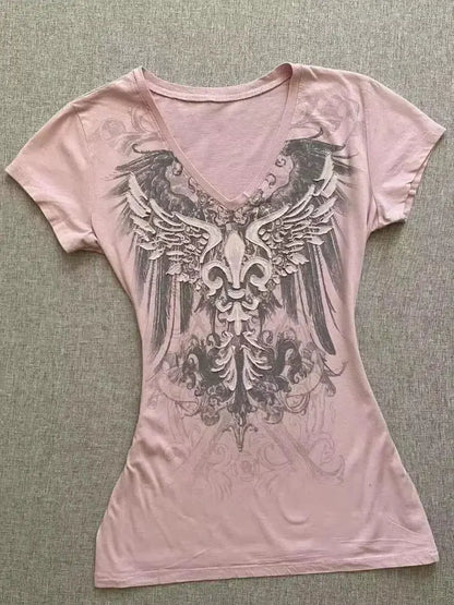 T-Shirt Women Y2K Streetwear Hot Girl Slim Fit - DRACO COUTURE