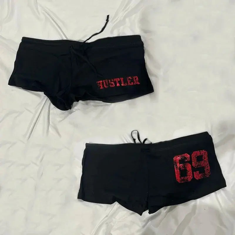Sexy Half pants Harajuku Letter Print High street Casual Y2K Shorts Punk Fashion Pants Hiphop Vintage Grunge Goth EMO Streetwear - DRACO COUTURE