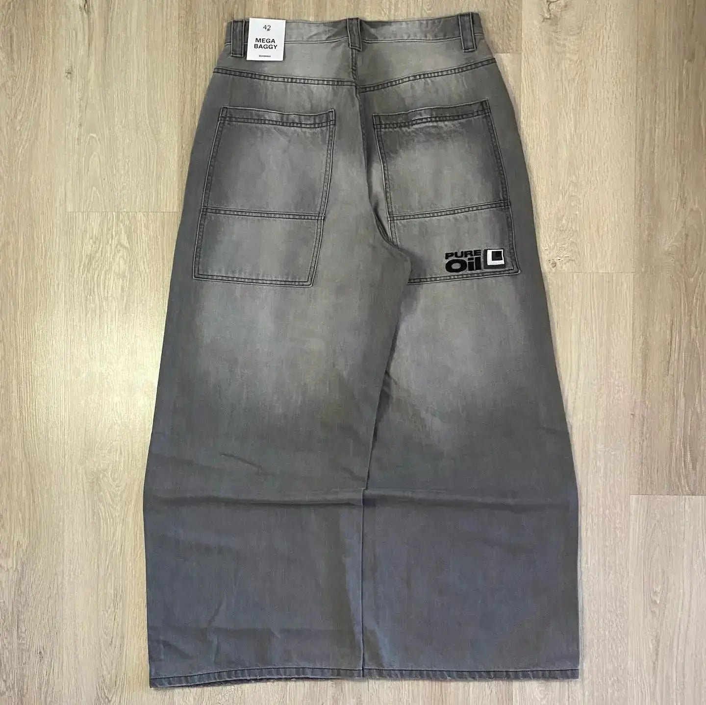 Big Washed Black Grey Jeans Loose - DRACO COUTURE