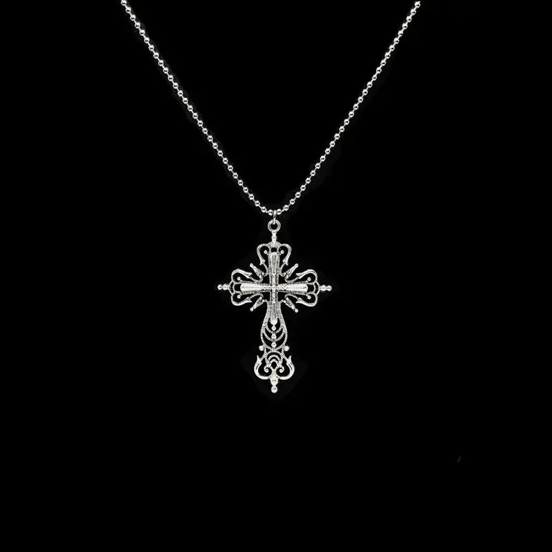 Gothic Big Zircon Cross Necklace Unisex Y2K Irregular Goth Large Cross Pendant Necklaces  for Men Women Couple Necklace Jewelry - DRACO COUTURE