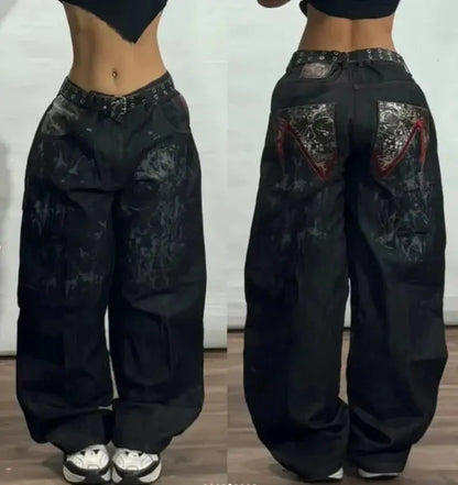 Big Washed Black Grey Jeans Loose - DRACO COUTURE